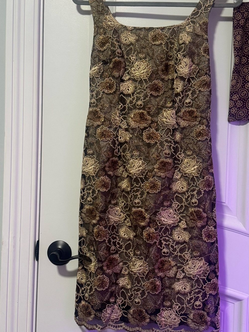 Cache Floral Lace Pencil Skirt in Brown & Gold